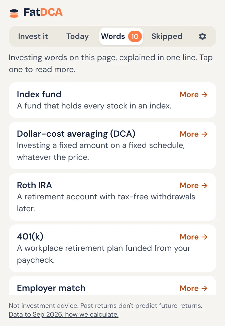 The Words tab of the FatDCA extension